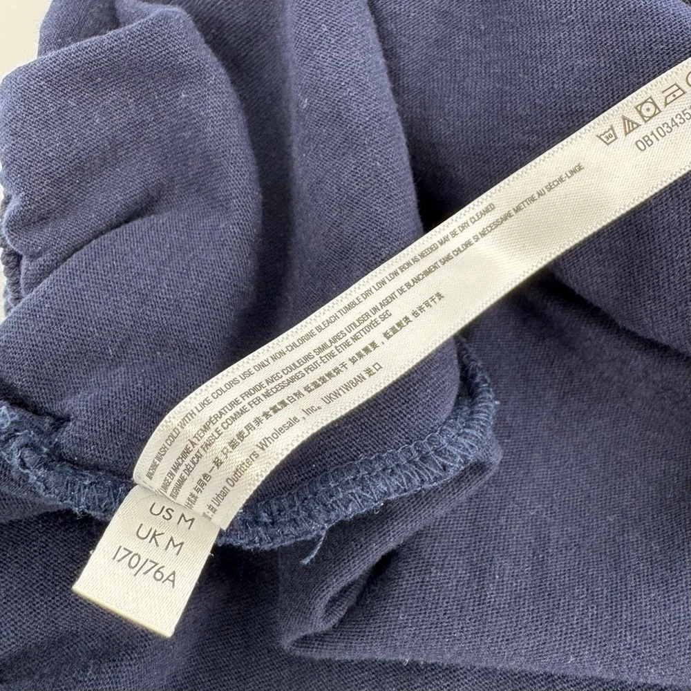 Free People Barrel Wide Leg Joggers M 100% Cotton Blue Colorblock - Picture 4 of 10